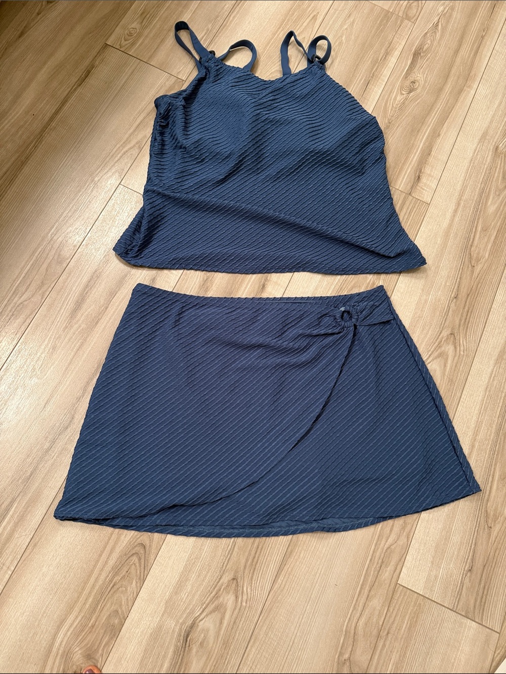 Lands' End Navy Tankini Top and Swim Skirt Set 2X